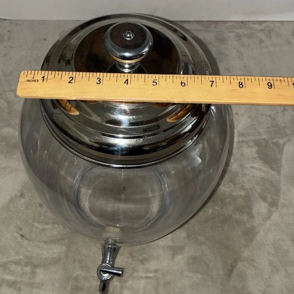 Pottery Barn Glass Drink Dispenser Metal Lid 2 Gallon Tabletop Bar Party